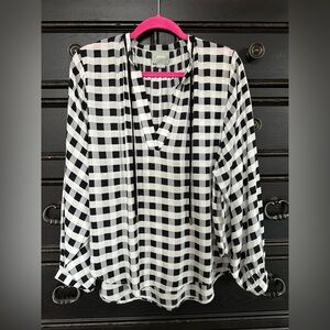 Maeve Black and White Checkered Blouse